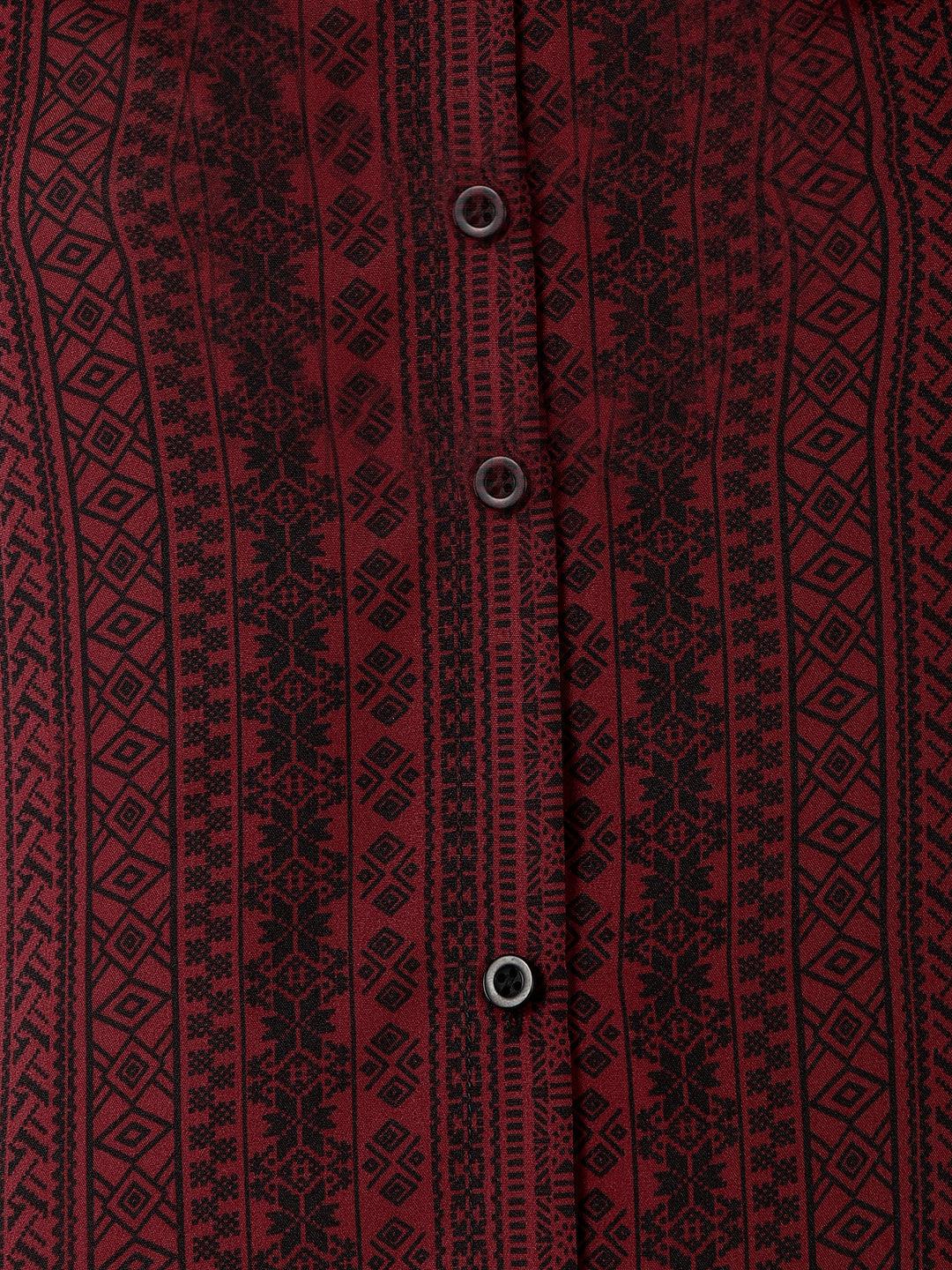 Znx Women Maroon Printed Shirt - Znxclothing