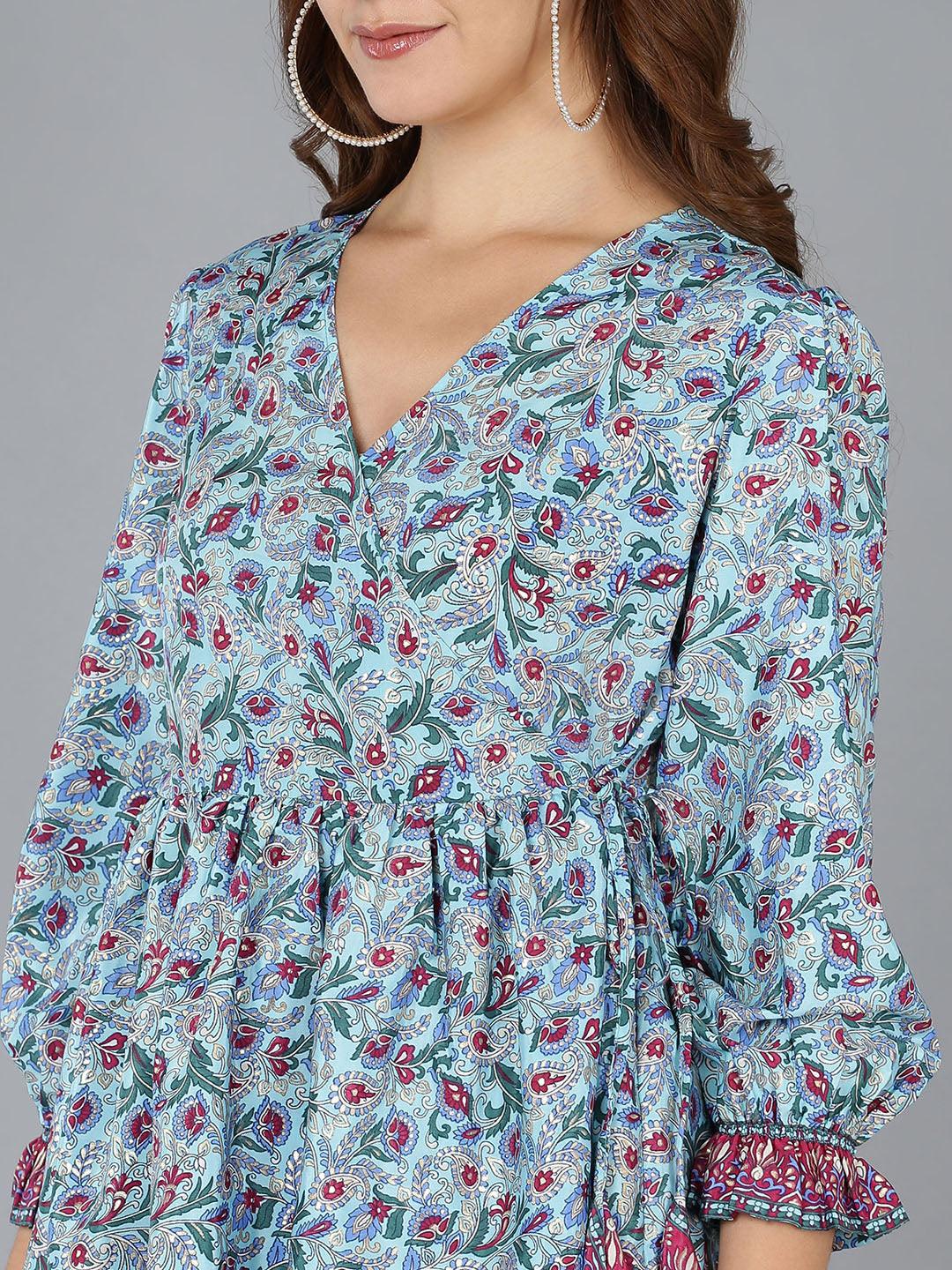 Ethnic Motifs Printed Angrakha Top - Znxclothing