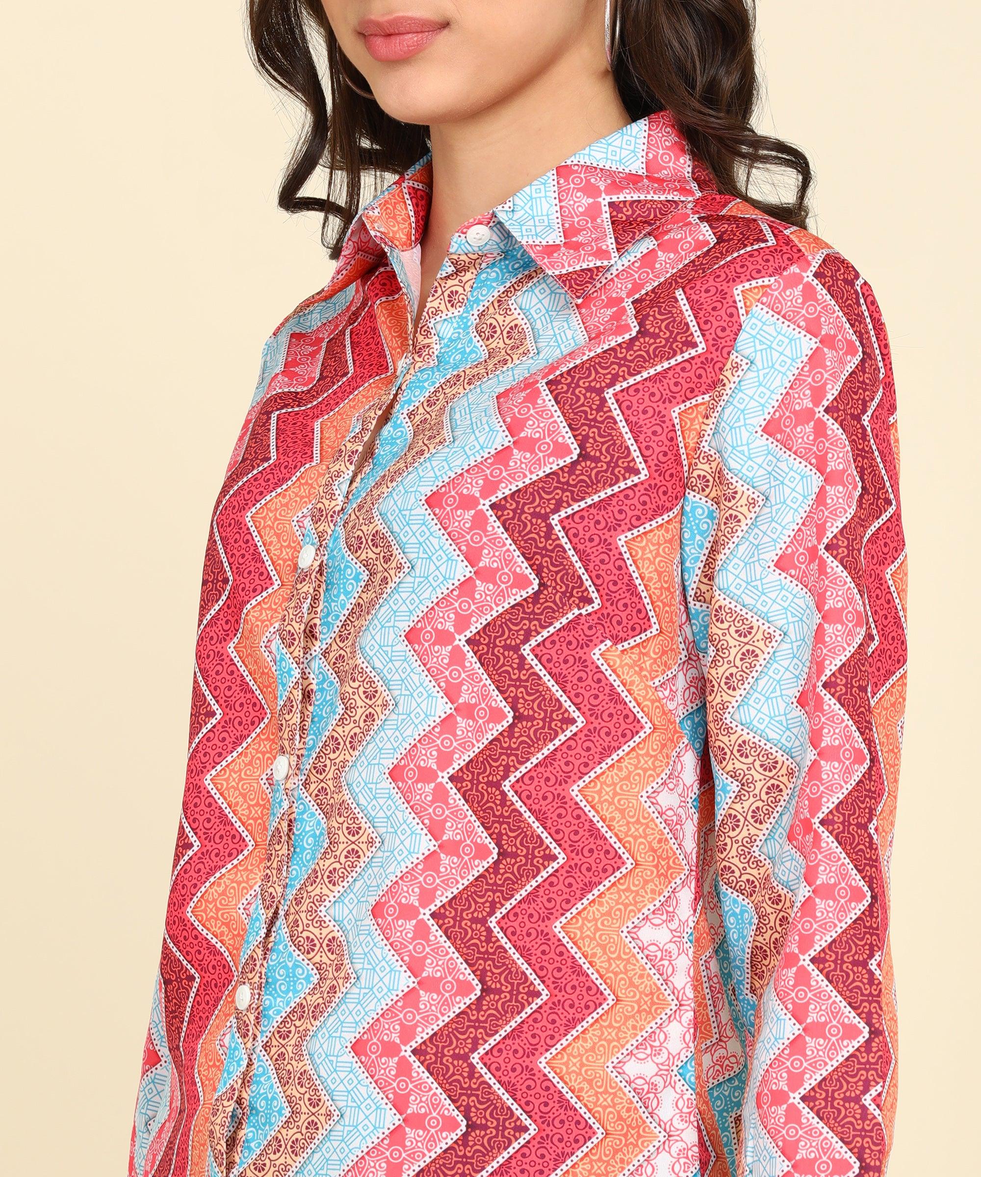 Multicolor Zig-Zag Printed Shirt - Znxclothing