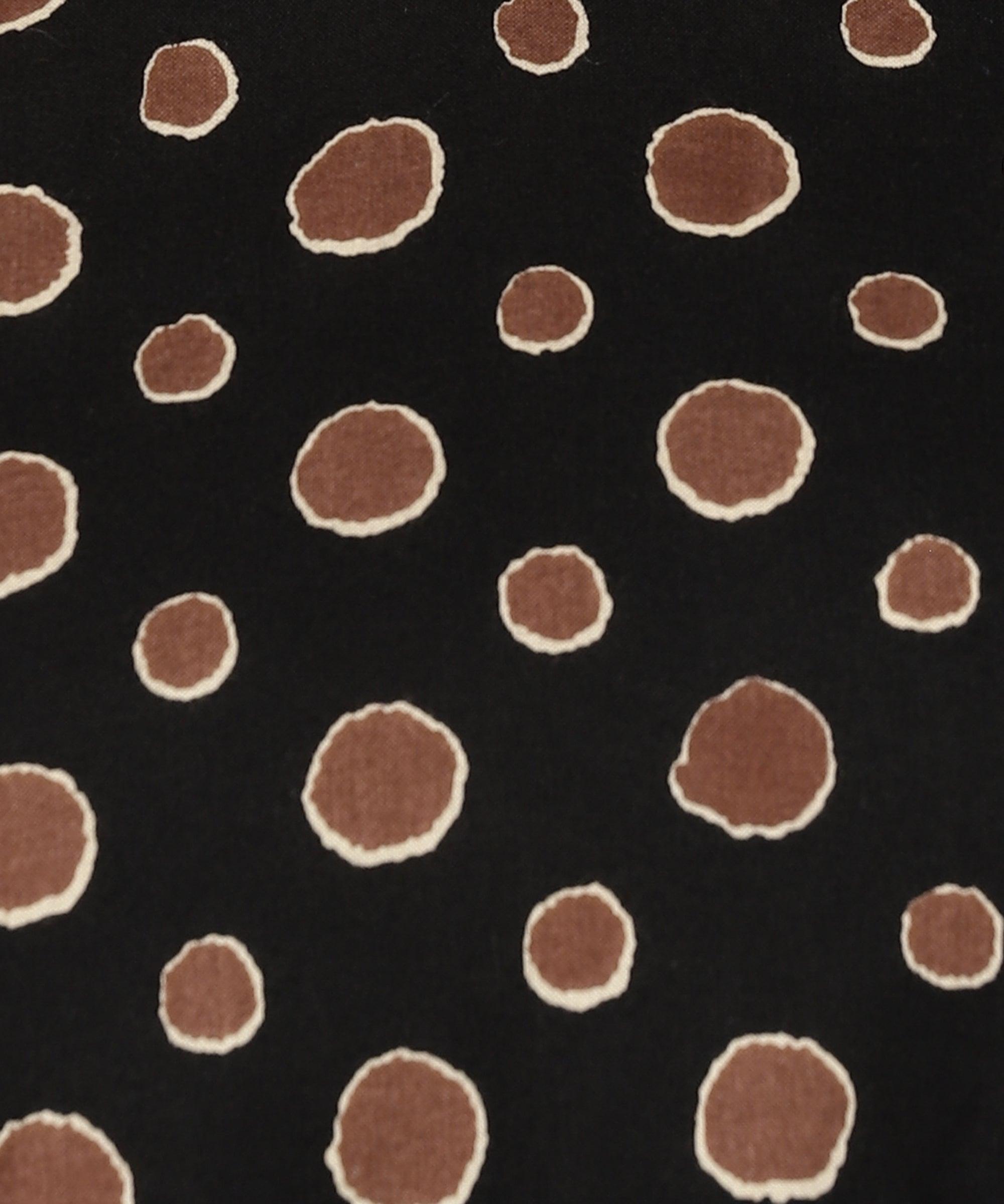 ZNX Women Brown Polka Printed Black Top - Znxclothing