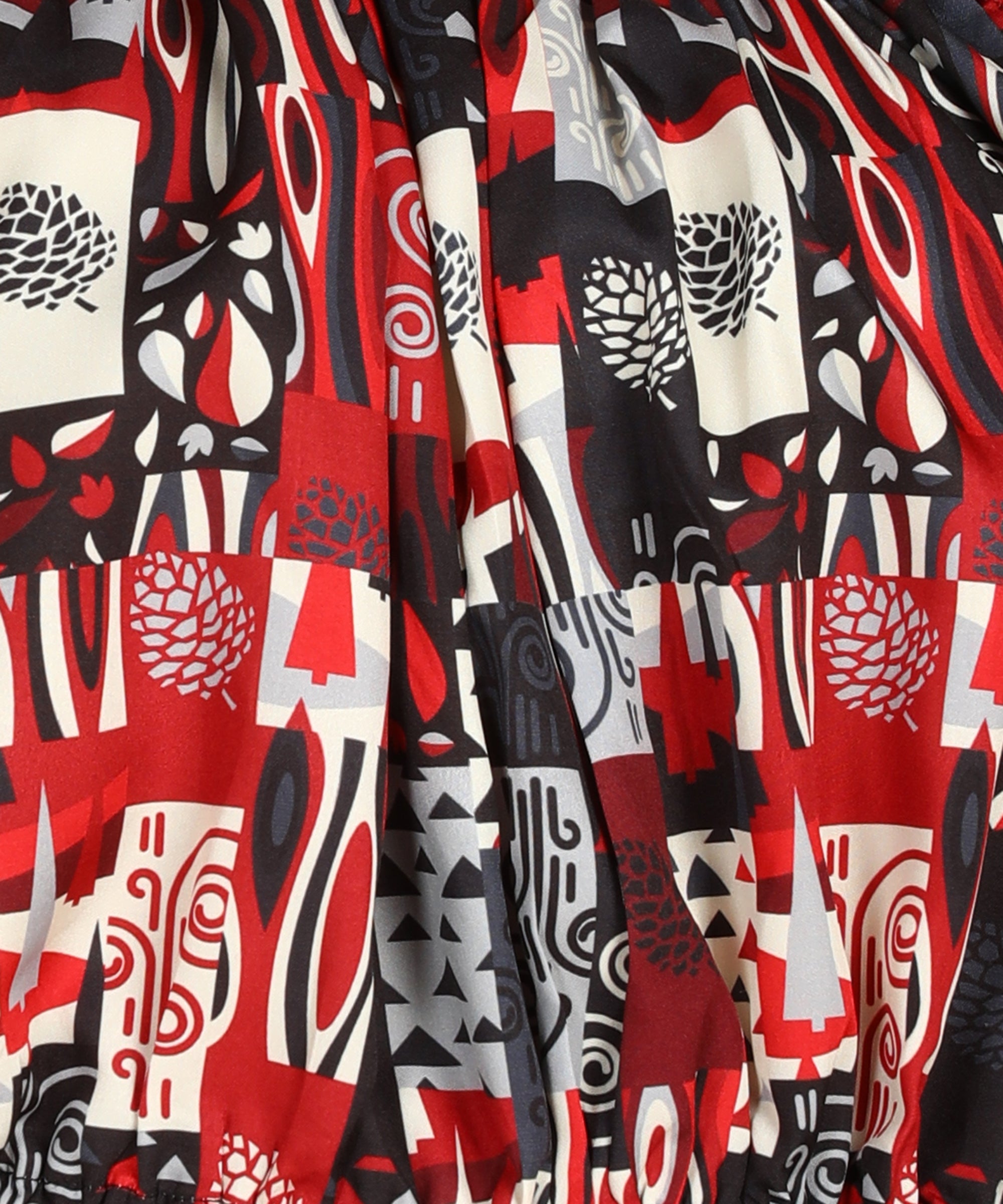 Black & Red Printed Off Shoulder Top