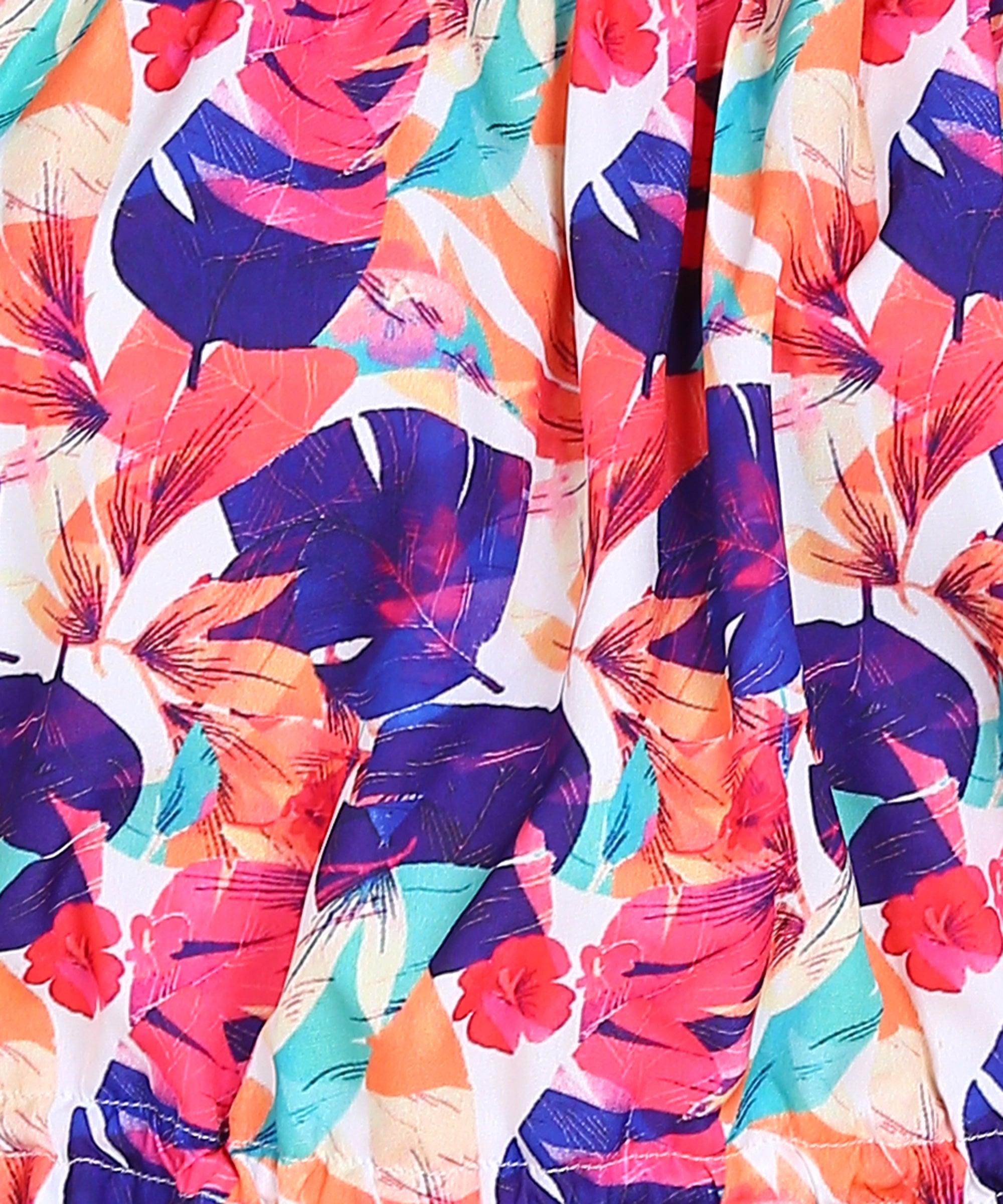 Multicolor Tropical Bardot Top - Znxclothing