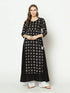 Znx Women Black Geomectrical Printed A-line Kurta - Znxclothing