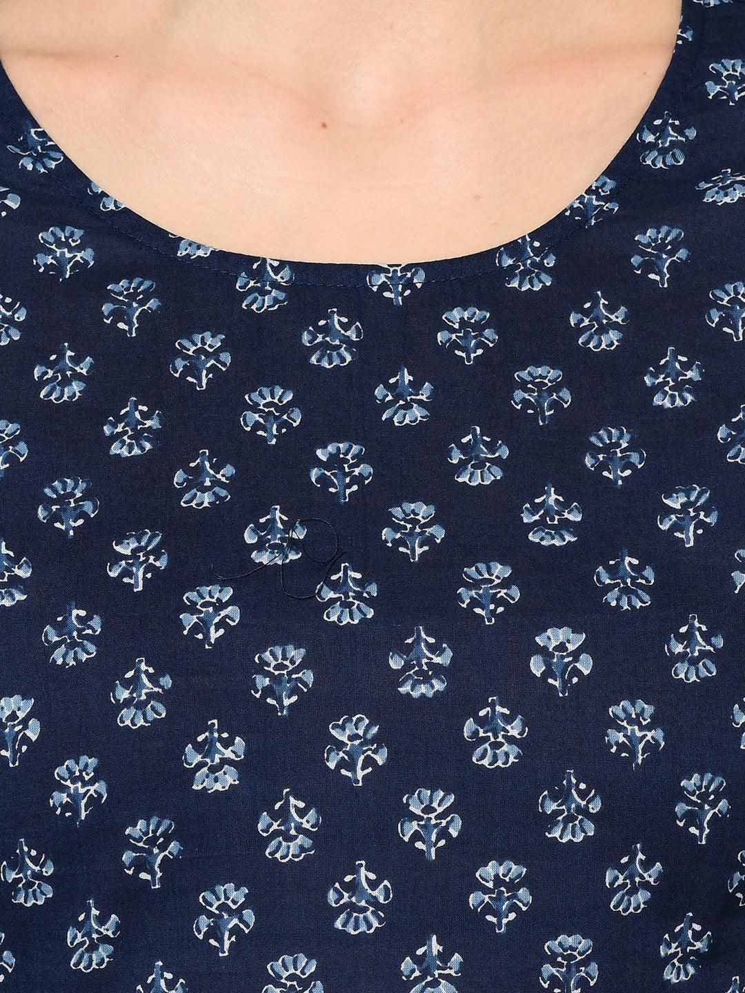 ZNX Women Blue Printed Top - Znxclothing