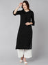 Solid Black Straight Kurta - Znxclothing
