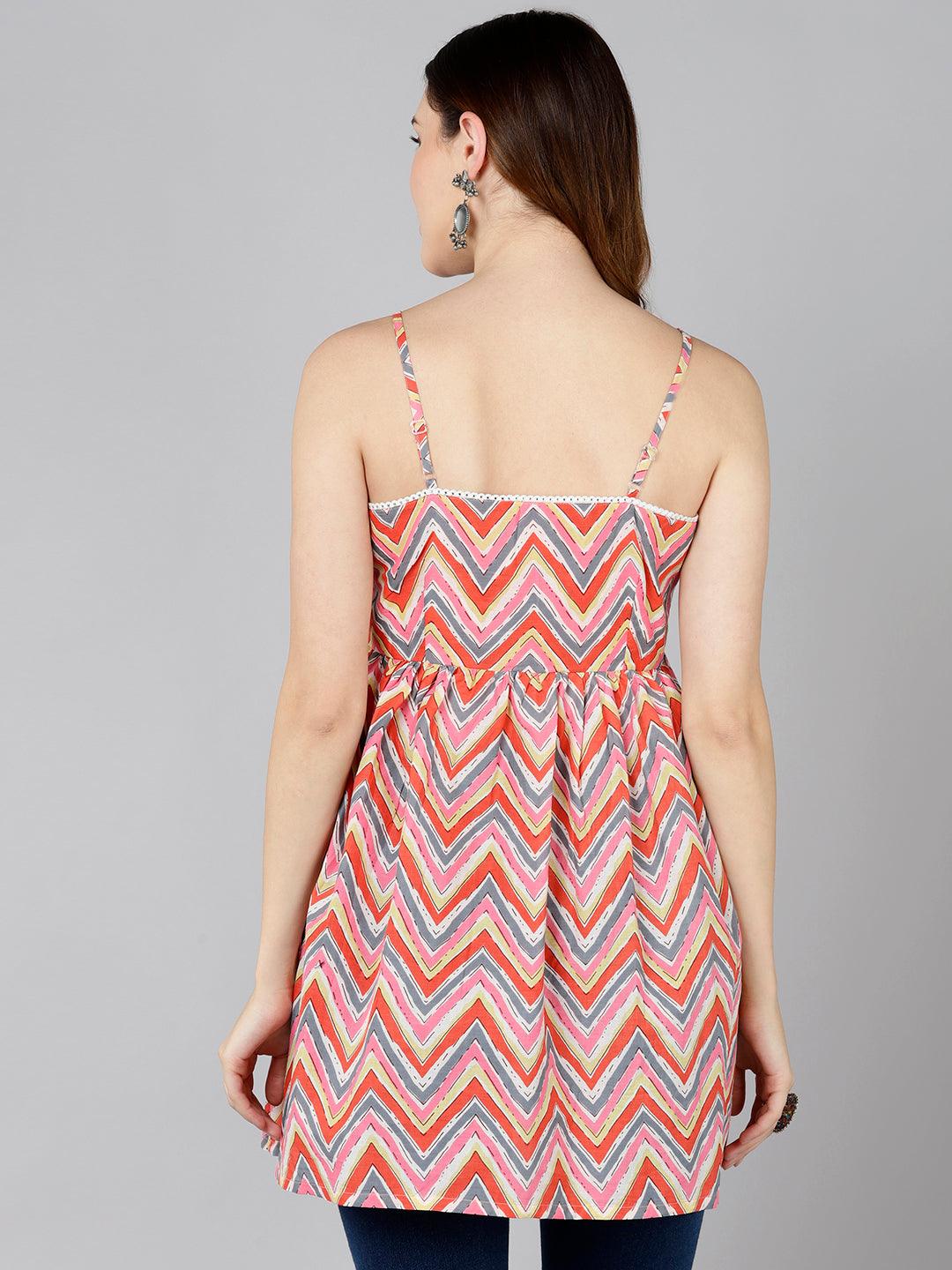 Zig Zag Printed Sleeveless Top - Znxclothing