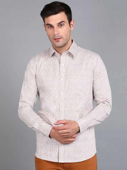 Brown Indian Print Printed Slim Fit Shirt