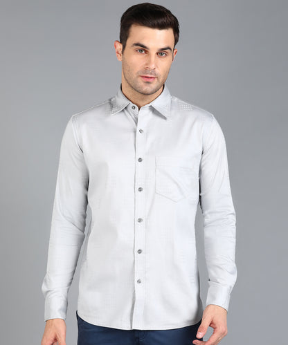 Self Checked Grey Slim Fit Slim Fit Shirt