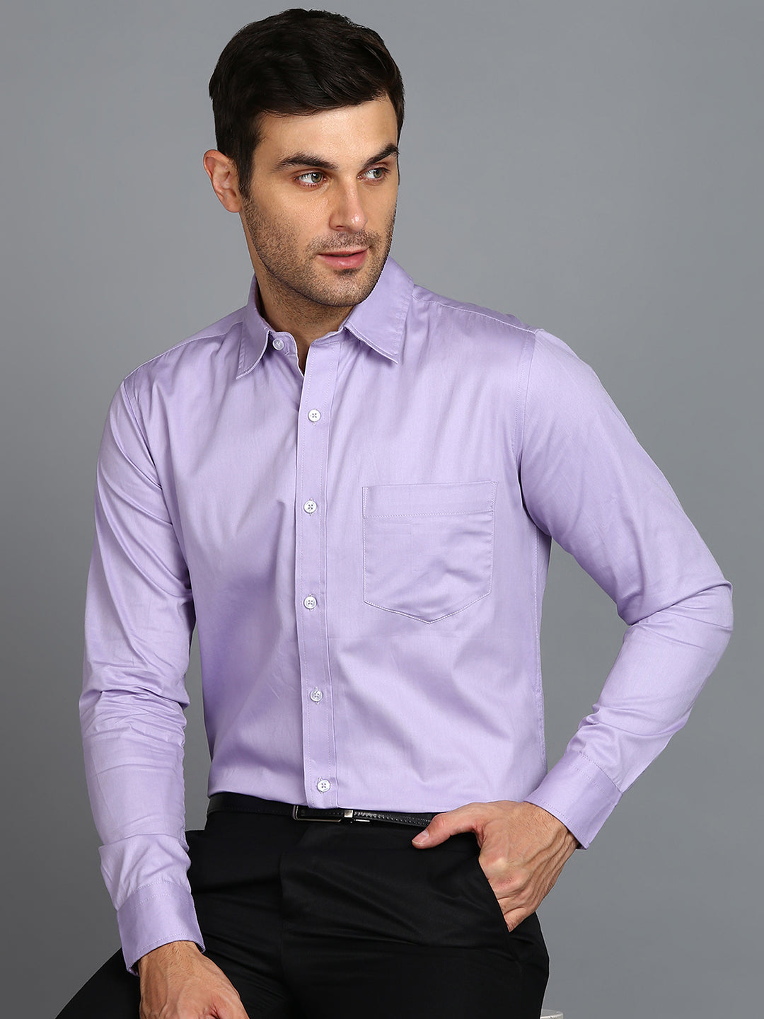 Solid Violet Slim Fit Shirt