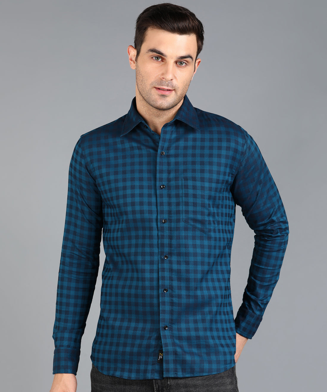 Royal Blue Checked Slim Fit Shirt