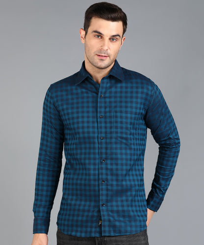 Royal Blue Checked Slim Fit Shirt