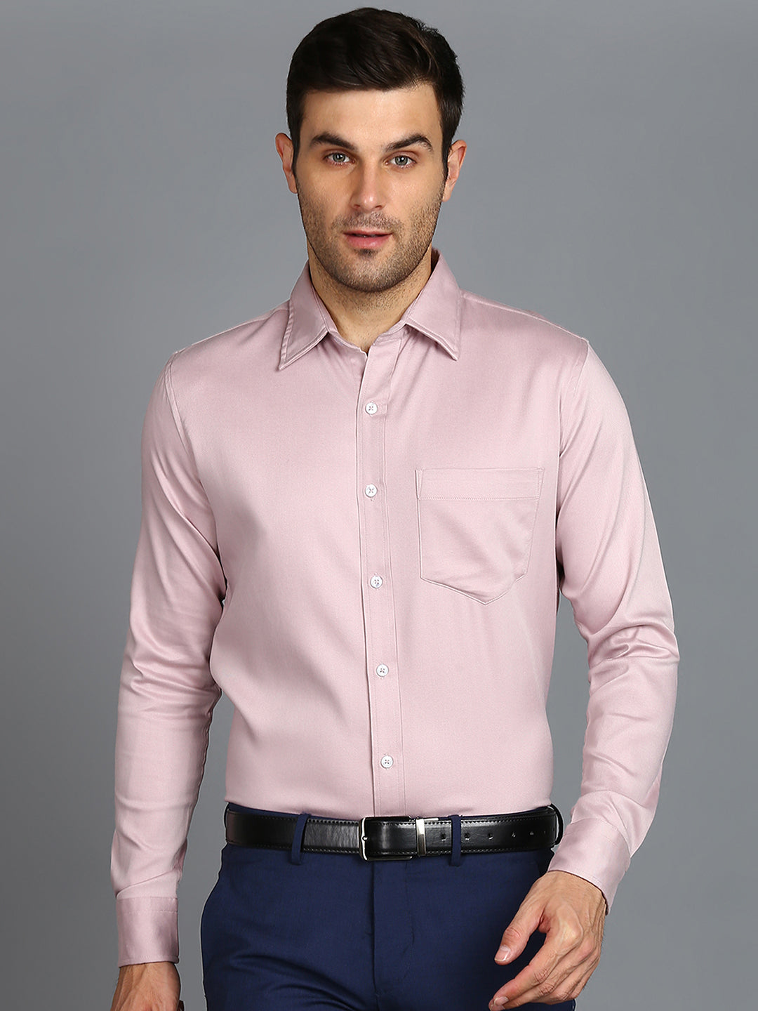 Solid Mauve Pink Slim Fit Shirt