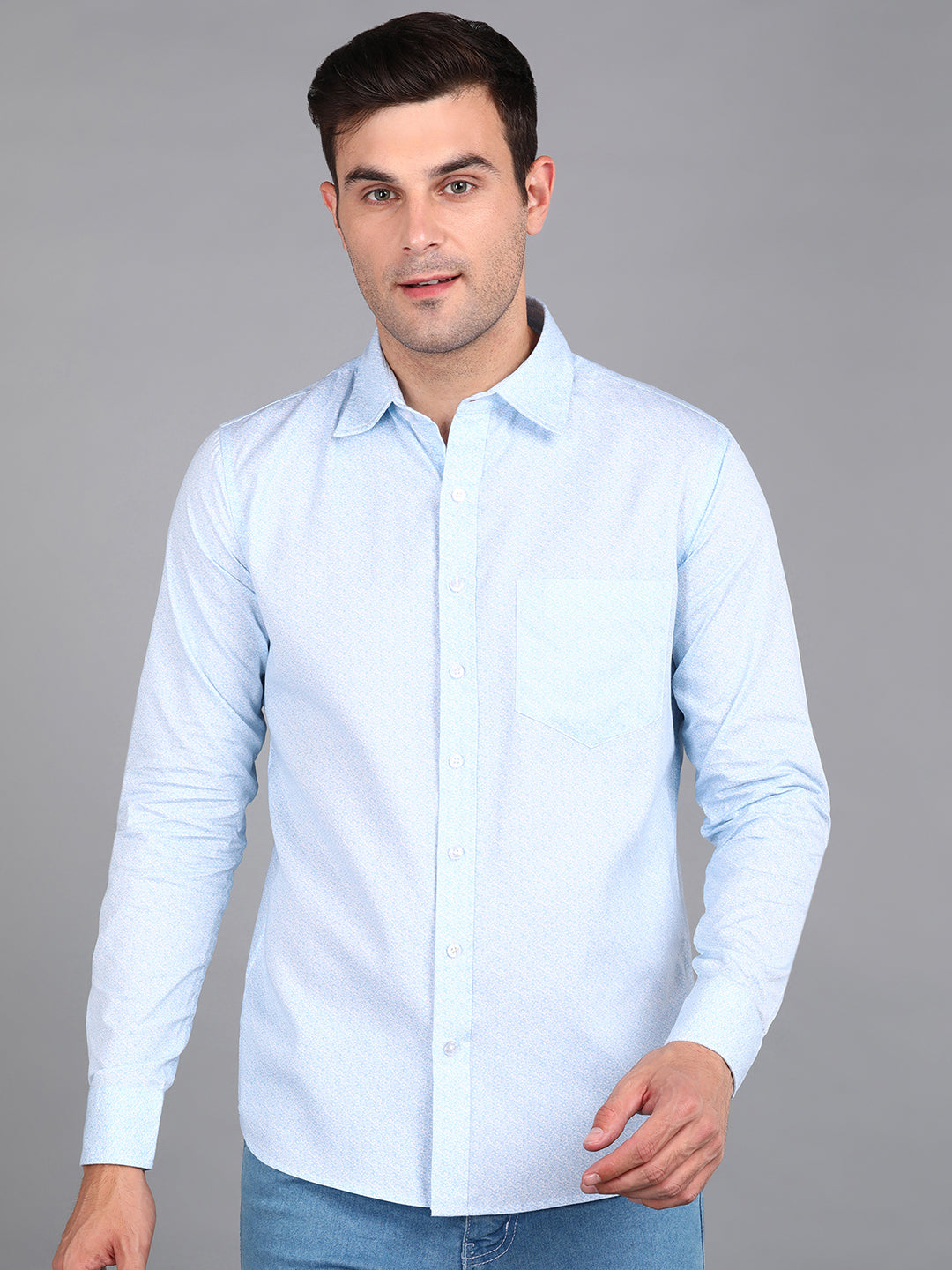 Floral Printed Blue Slim Fit Shirt