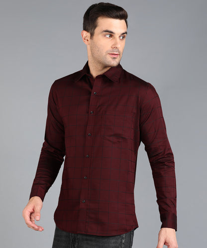 Red Checked Slim Fit Shirt