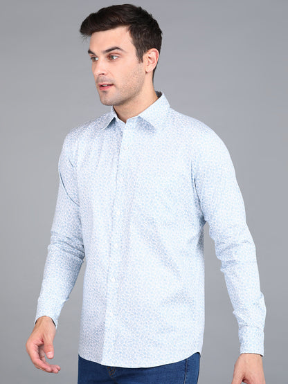 Blue Indian Print Printed Slim Fit Shirt