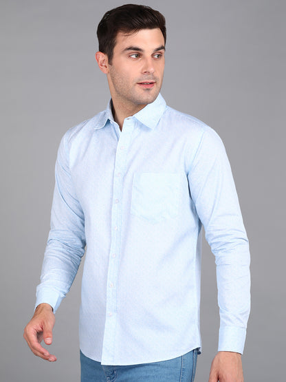 Floral Printed Blue Slim Fit Shirt