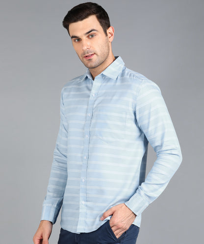 Sky Blue Striped Slim Fit Shirt