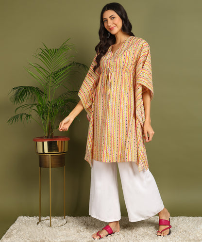 Yellow Printed Maternity Wear Kaftan