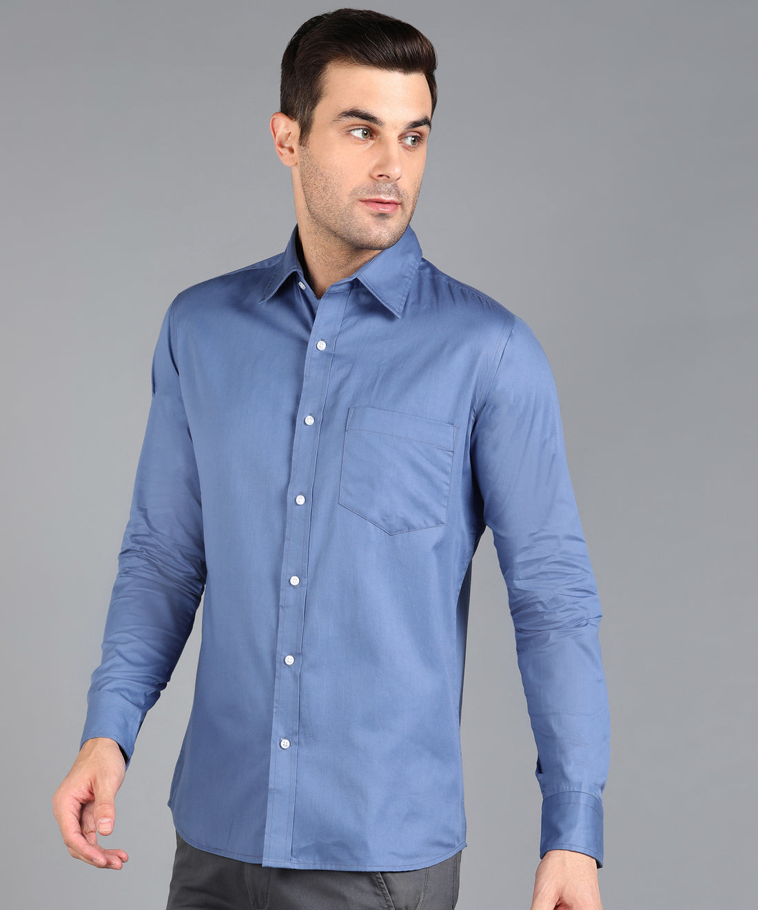 Solid Blue Slim Fit Shirt