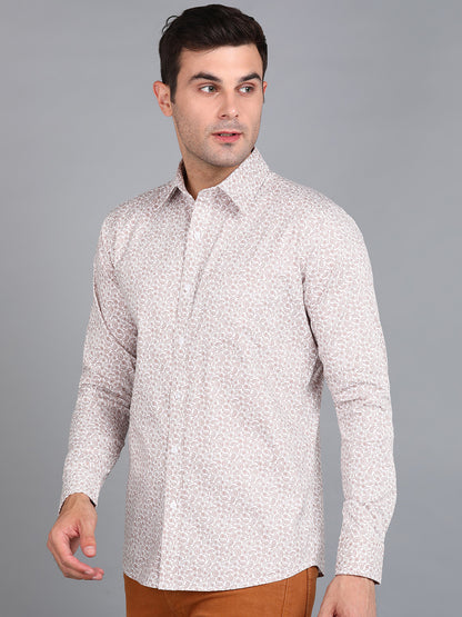 Brown Indian Print Printed Slim Fit Shirt