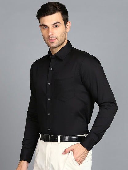 Self Checked Dark Black Slim Fit Shirt