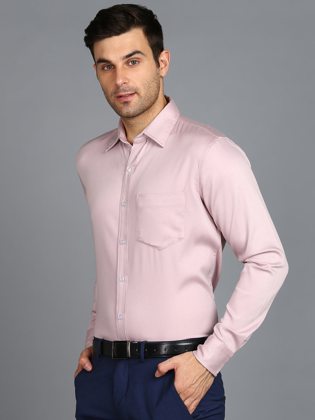 Solid Mauve Pink Slim Fit Shirt