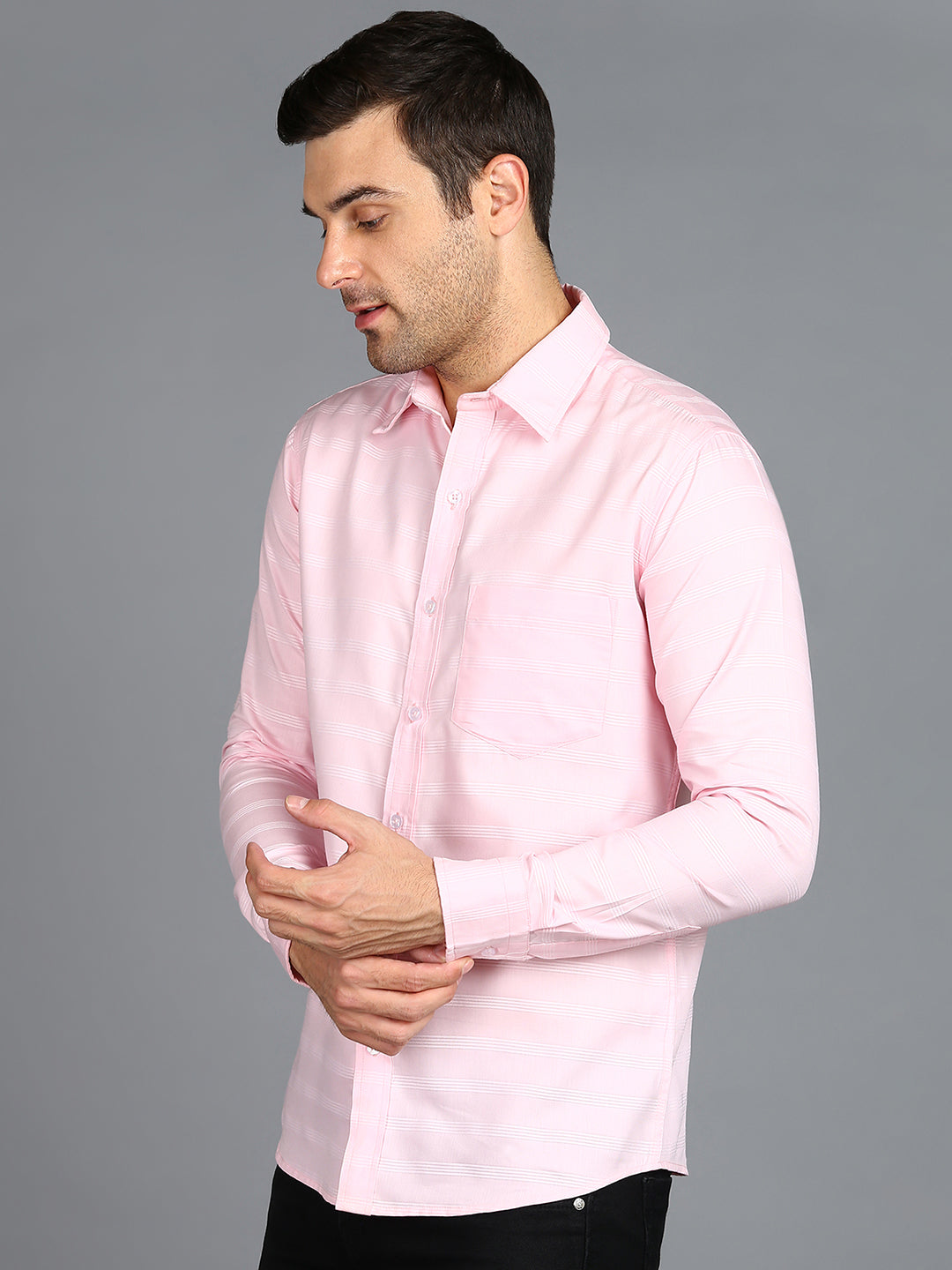 White Stripe Pink Slim Fit Shirt
