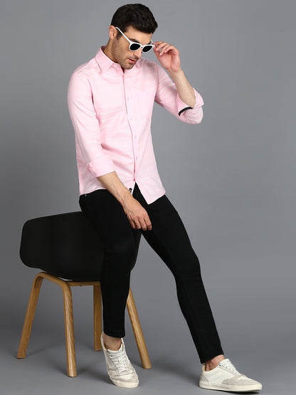 White Stripe Pink Slim Fit Shirt