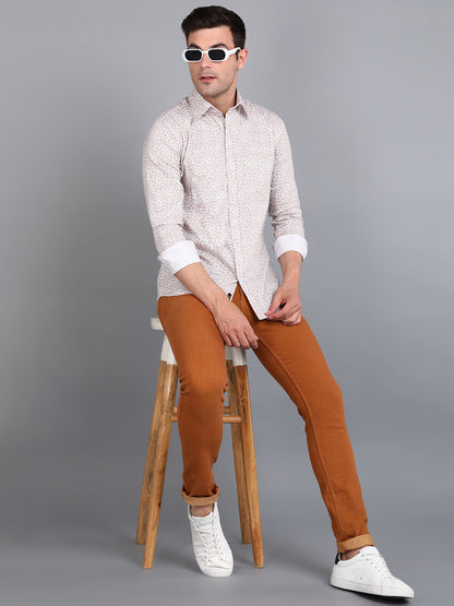 Brown Indian Print Printed Slim Fit Shirt