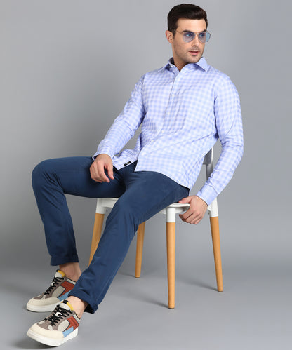 Blue Checked Slim Fit Shirt