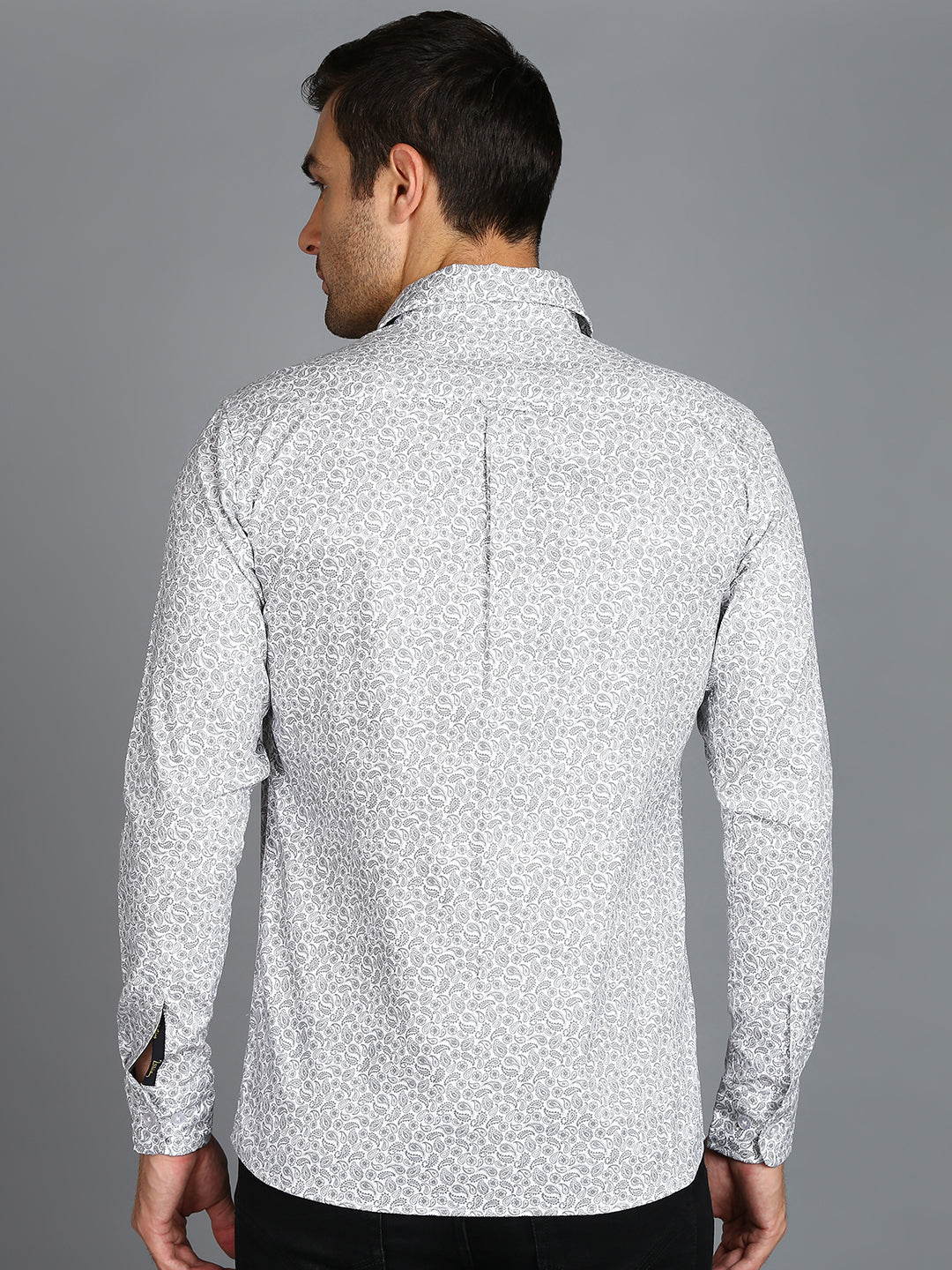 Grey Floral Printed Slim Fit Shirt