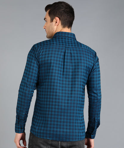 Royal Blue Checked Slim Fit Shirt