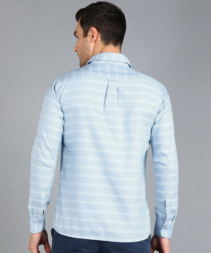 Sky Blue Striped Slim Fit Shirt