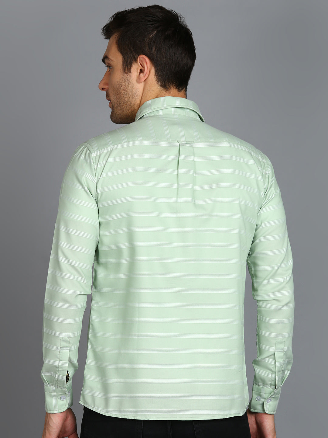 White Stripe Green Slim Fit Shirt