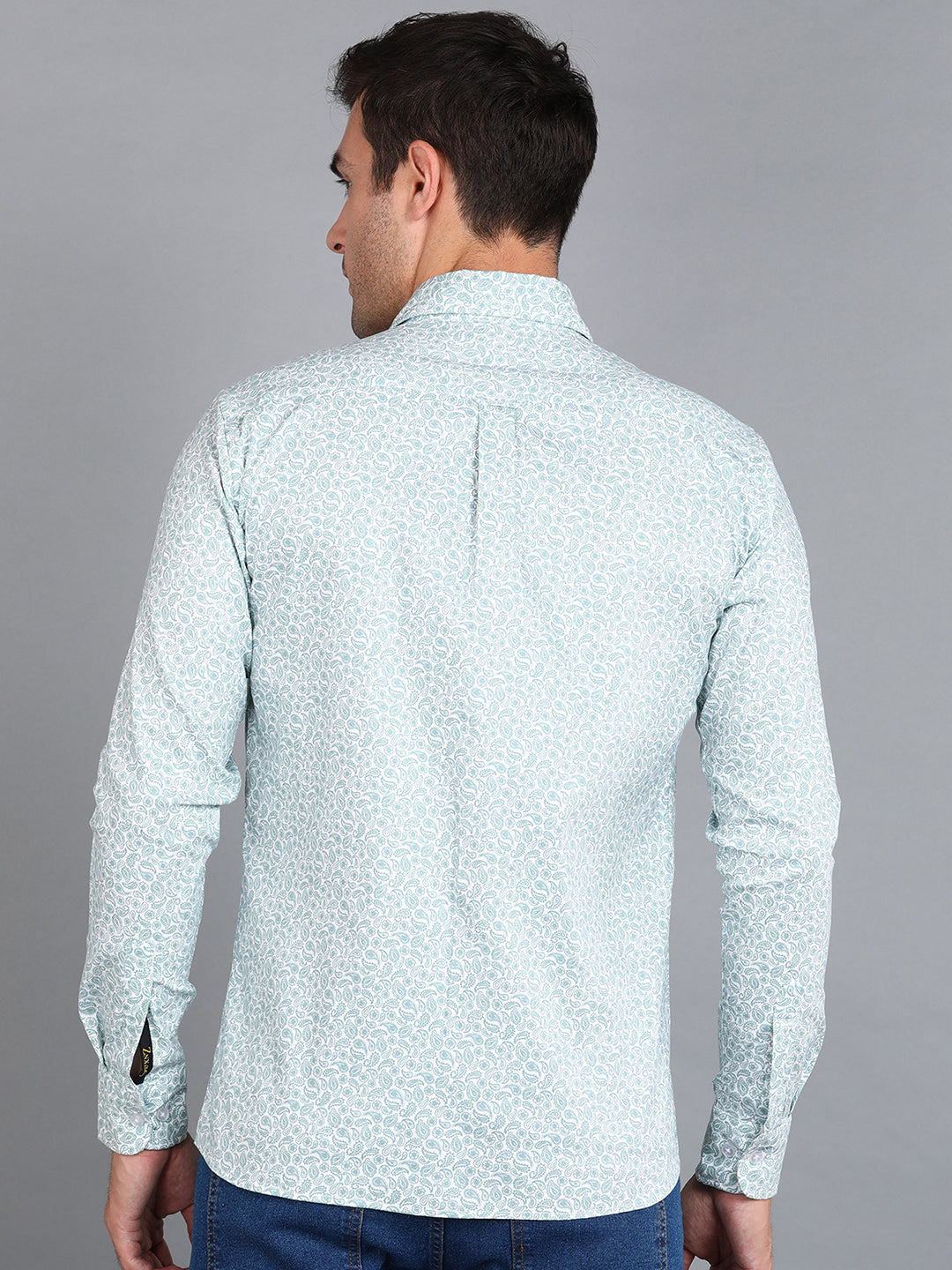 Green Floral Printed Slim Fit Shirt