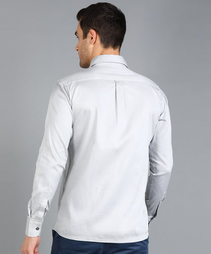Self Checked Grey Slim Fit Slim Fit Shirt