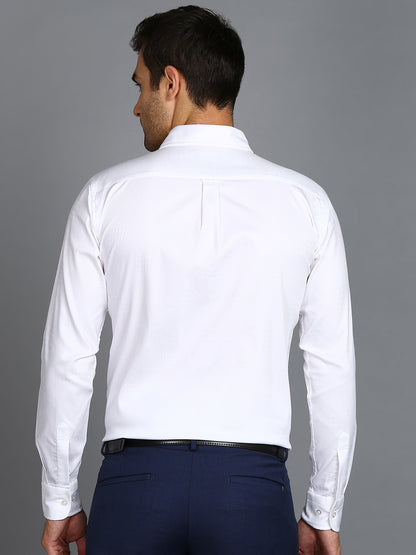 Self Checked Dark White Slim Fit Shirt