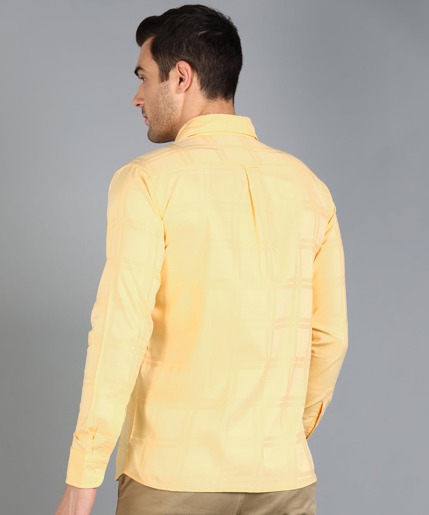 Self Design Yellow Slim Fit Shirt