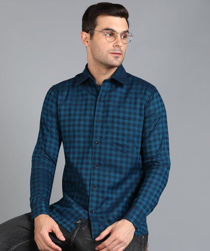 Royal Blue Checked Slim Fit Shirt