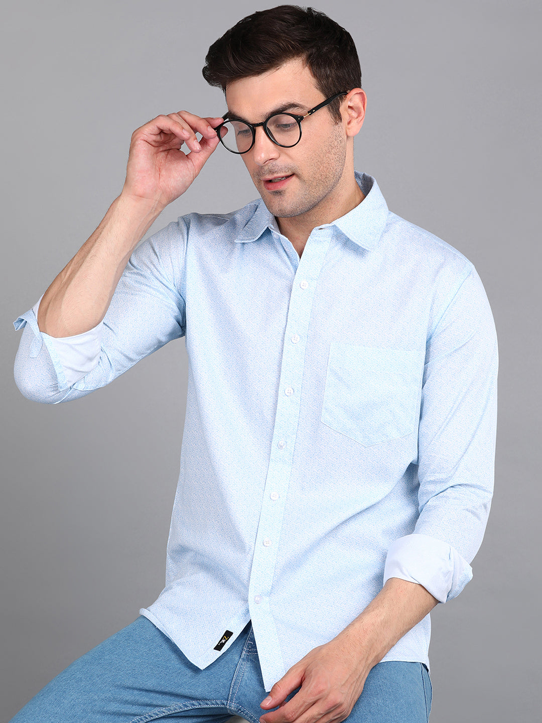 Floral Printed Blue Slim Fit Shirt