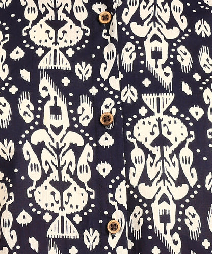 Navy Blue Printed Three Piece Set