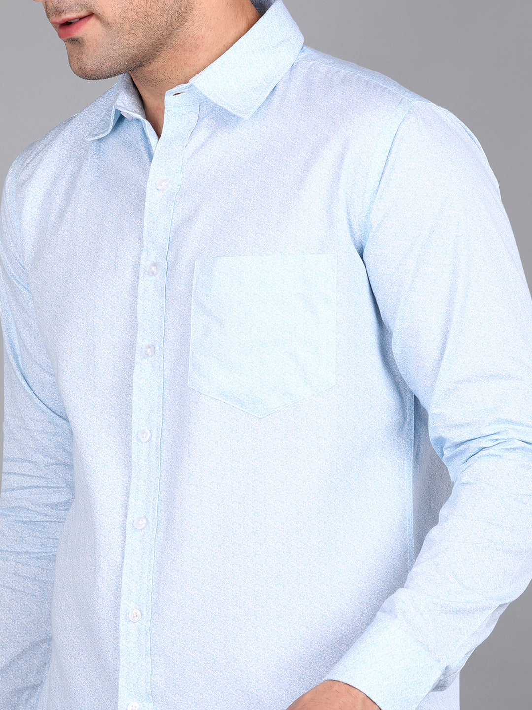 Floral Printed Blue Slim Fit Shirt