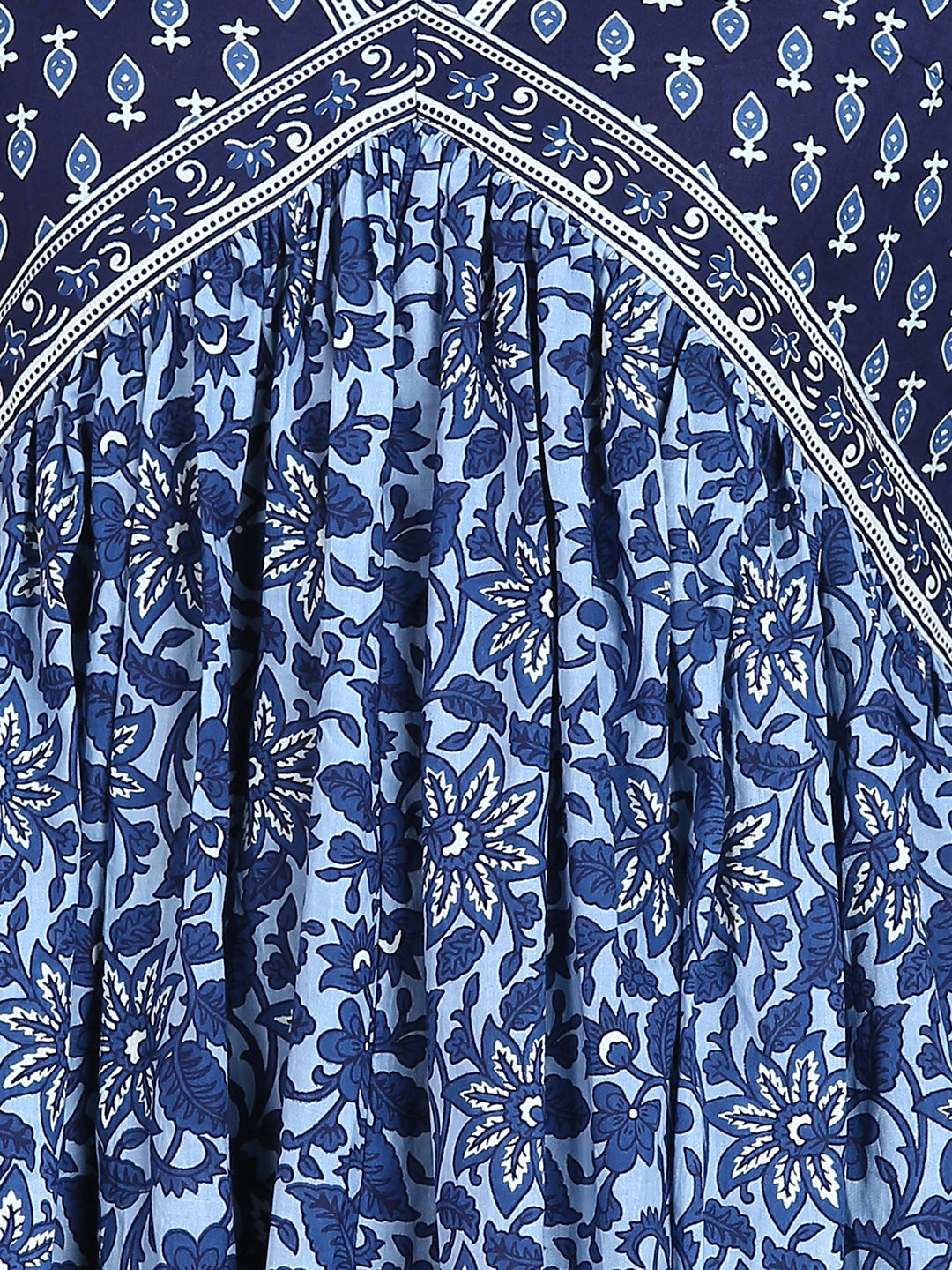 Indigo Blue Floral Maxi Dress With Border Details