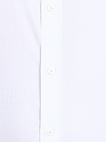 Self Checked Dark White Slim Fit Shirt