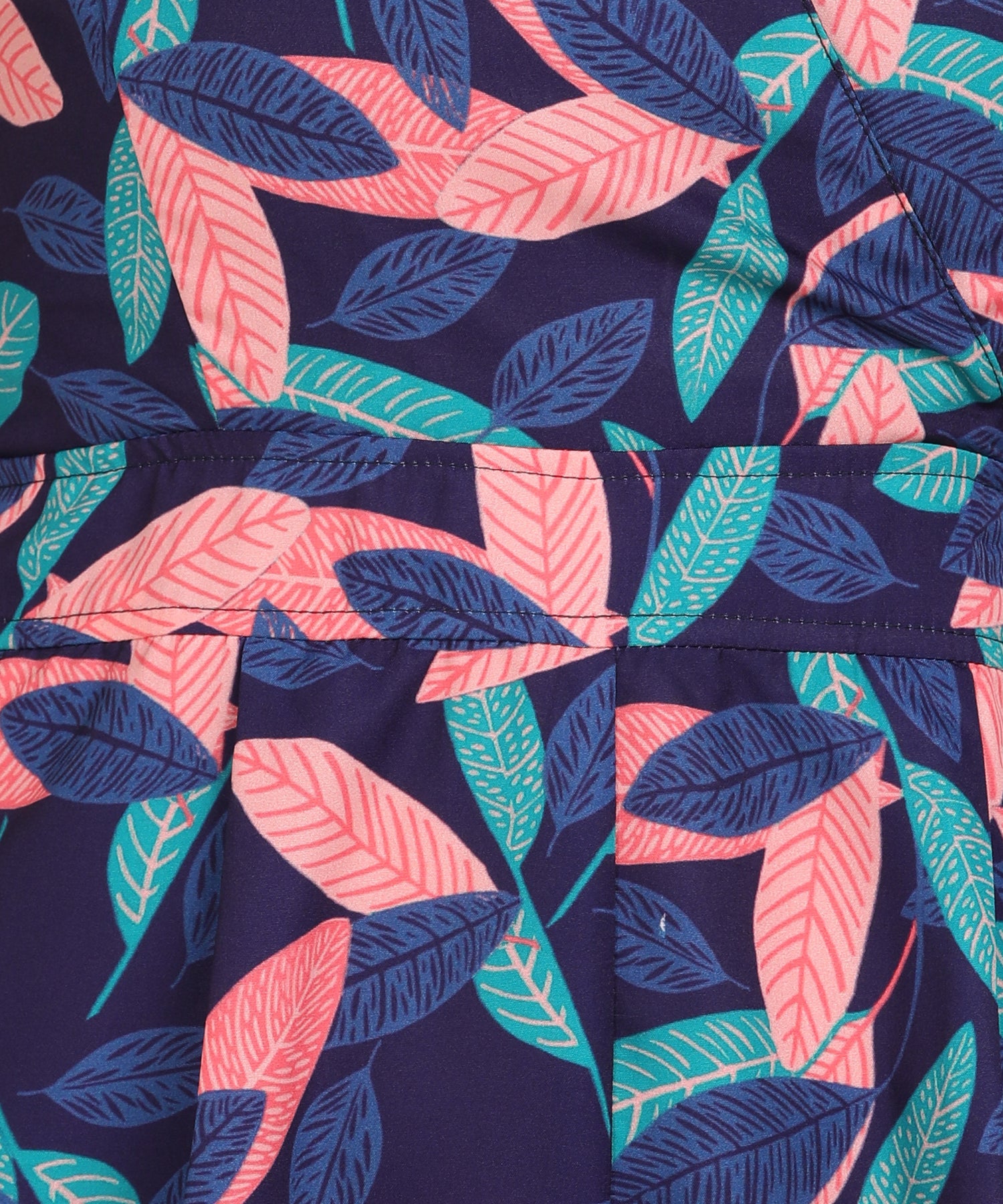 Leaf Printed Blue Playsuit