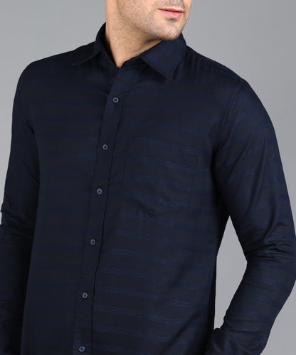 Dark Blue Striped Slim Fit Shirt