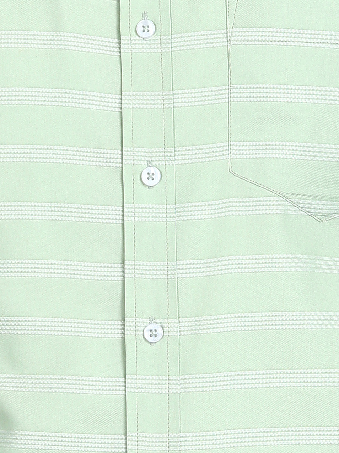 White Stripe Green Slim Fit Shirt