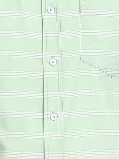 White Stripe Green Slim Fit Shirt