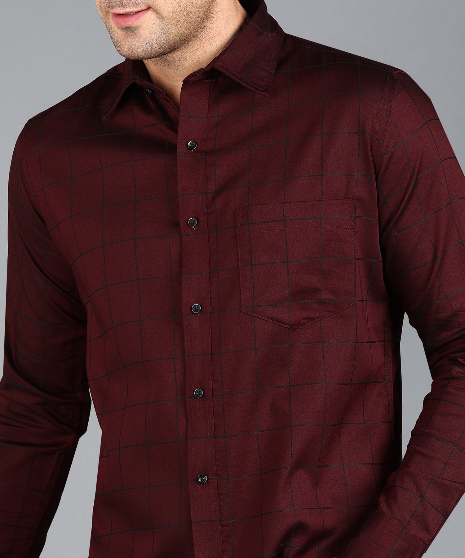 Red Checked Slim Fit Shirt