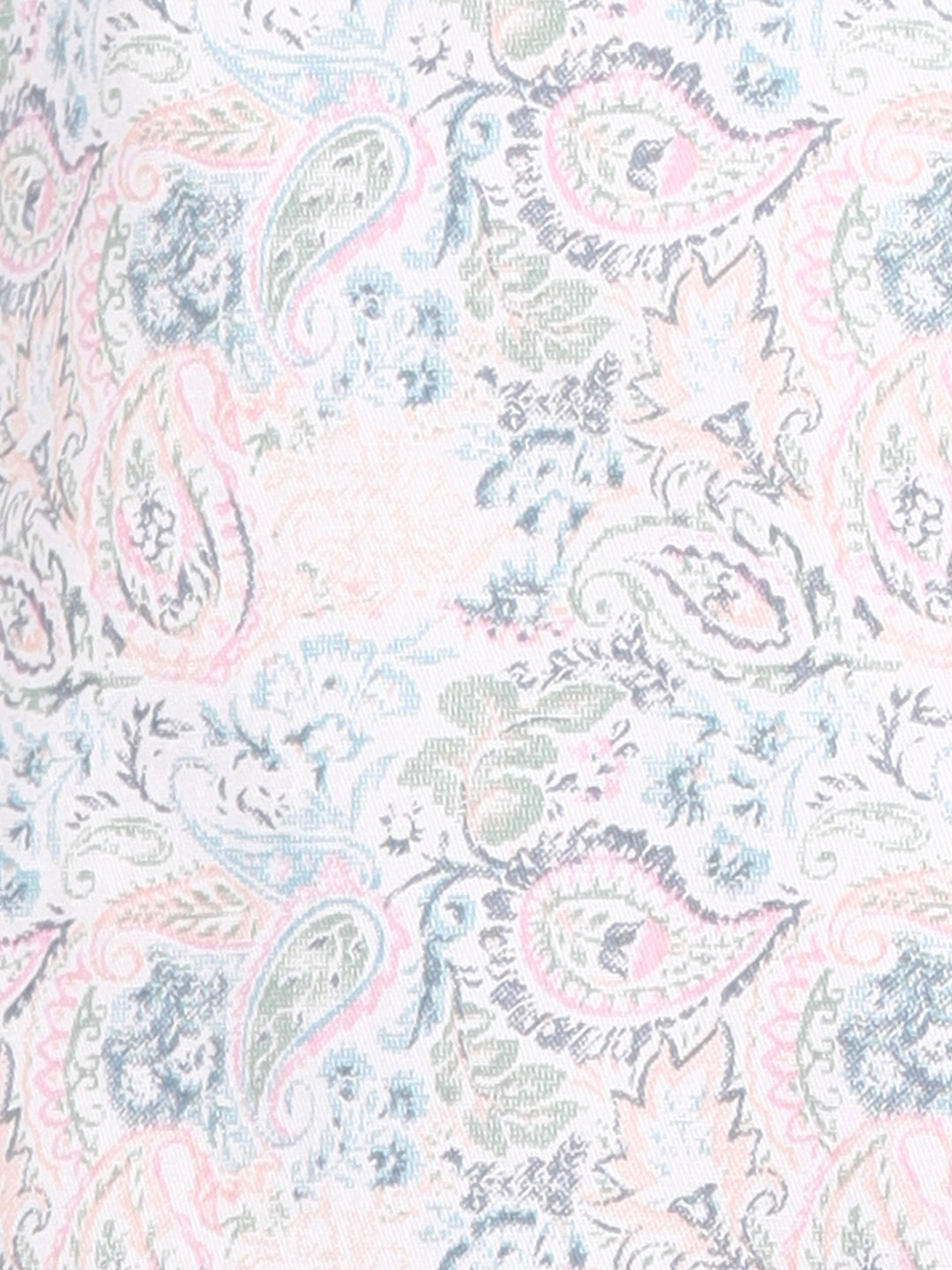 Light Pink Floral Printed Off White Slim Fit Shirt